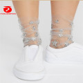 summer cool sheer sparkle tulle glitter mesh socks for women